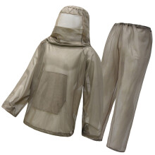 Mosquitoes Mesh Clothes Fly Net Shirt Mesh Hooded Jackets Beekeepers Mesh Hood Khaki XL