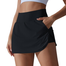 Women's Tennis Skirt High Waist Running Skirts Golf Skirt with Inner Shorts Black M