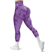 Breathable Seamless Yoga Pants High Waist Hip Lift Gym Workout Pants for Girl Purple M