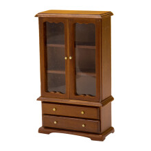 Realistic Wood Display Shelf Cabinet Vintage Wood Zakka for 1:12 Doll House Walnut color