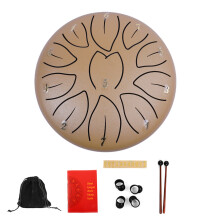 Steel Tongue Drum with Drumstick 11 Note Ethereal Drum Small Metal Handpans Golden sand