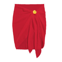 Women Swimsuit Wrap Skirts Solid Color Beach Cover Up Beach Wrap Sarongs Skirt M Red