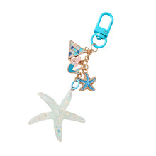 Starfishes Keychains Creative Keyring Hanging Ornament Car Key Rings White starfish