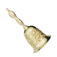 Vintage Handbells with Delicate Handle, Metal Teas Hand Bells, Service Handbell Gold