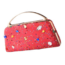 Sophisticated Glitter Handbag Rhinestones Embellished for Women Evening Bag Red