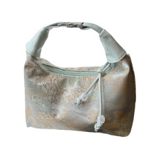 Chinese Style Crossbody Shoulder Bag Embroidery Evening Clutch Purse with Zipper Blue