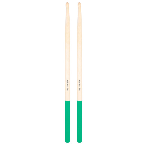 1Pair 5A/7A Drum Stick Comfortable Hand Grip Wood Drumstick for Beginner Green 7A