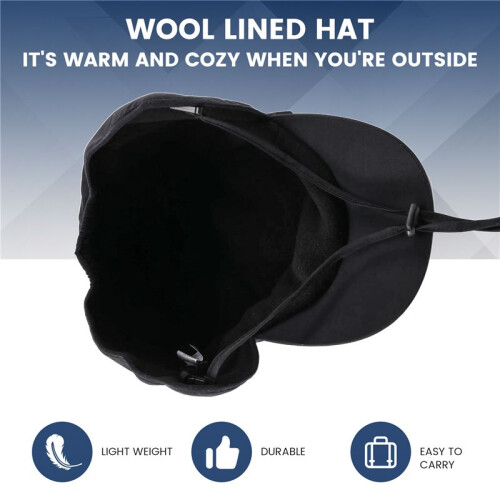 Wasserdichte Winter MüTzen Warme Polyester GefüTterte Ohren Klappen Base  MüTze,Schwarz 2