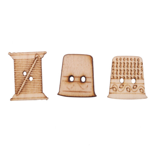 100Pcs Sewing Machine Scissors Shaped Wooden Buttons Sewing Button For Children Clothes Decorative Button Scrapbooking Accessory 2