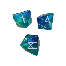 3lots Count Runics Acrylic 8 Facets Dices Runes Dices Divinations Game Tool Blue and green