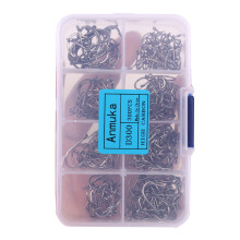 300pcs Carbon Steel Eyed Sea Fish Hook Replacement Barbed Fishing Hook D300