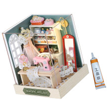 Do It Yourself Atelier Dollhouses, LED Light Up Shop, Fun Crafting Model Happiness Studio