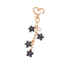 Elegant Bag Charm Pearls And Cherry Blossom Bag Ornament For Love button black