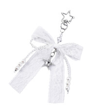 Bows Keychain Charms Wallet Bag Purse Keyring Pendant Charms Aesthetic keychain White
