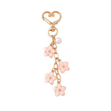Elegant Pearls And Floral Handbag Bag Charm With Heart Clasp Bags Pendant Love button pink