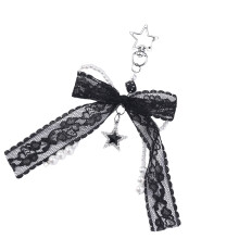 Bows Keychain Bag Charms for Women Purse Handbag Backpack Bag Pendant Charms Black