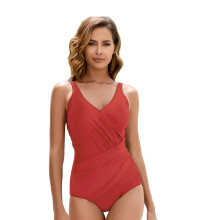 Elegant Black Swimsuit Comfortable Swimwear for Women with Unique U Back Brick red L