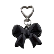 Bowknot Keychain Sweet Bows Bag Charm Heart Keyring Handbag Charm Pendant Black