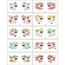 10pcs Christmas Face Tatoos Safe Waterproof Temporary Eye Tatoos Stickers Set B series