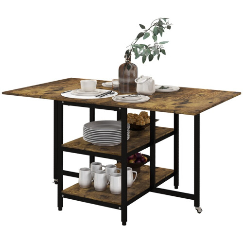 Industrial Folding Dining Table Brown Black 140 cm 1