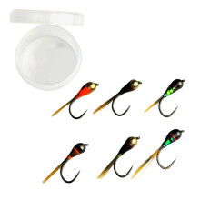 6Pcs Ice Fishing Lures Metal Beads Head Jigging Trouts Fishing Quick Sink Fly