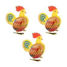 3Pieces Wind Up Rooster Toy Tinplate Chicken Figurine For Home Desk Ornament 084 Rooster
