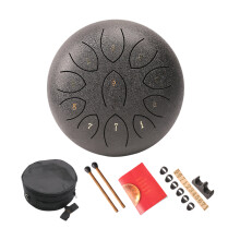 Steel Tongue Drum with Drumstick 11 Note Ethereal Drum Small Metal Handpans Drum Obsidianb