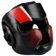Full Covered Kick Boxing Helmets PU Leather Martial Art Headgear Protector Red S