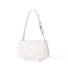 Glitter Sequins Clutch Handbags for Women Evening Clutch Purse Shoulder Bag White