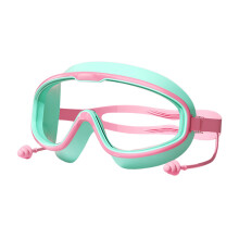 Kid Swim Goggles With Earplugs Nose Clip Frogs Resistant Wide View Pink green transpare