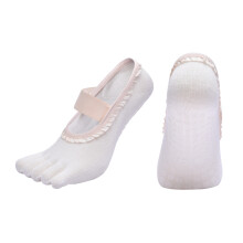 Pilates Socks Ballet Dance Socks Nonslip Socks Five Toe Socks for Fitness White