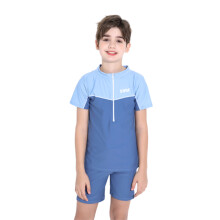 Boys Short Sleeves Swimsuit Quick Drying Swimwear Two Pieces Bathing Suit Sky blue 160CM
