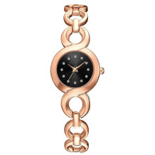 Fashionable Alloy Watch Round Dial Analog Display Quartz Wristwatch( Rose Golden Black)_hb