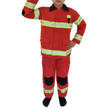 Kid Firemen Dress Up Outfits Includes Coat and Trousers for Boy Girl Red cotton model doe