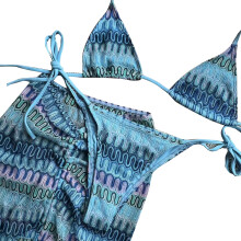 Womens Swimsuits Ladies Striped Swimwear Backless Bathing Suit with Cover Up Sky Blue L