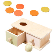 Kids Educational Wooden Coin Slot Ball Throwing Matching Box Teaching Aid