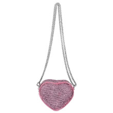 Fashion Heart Purse with Sparkling Sequins Trendy Crossbody Purse for Girls Pink