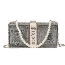 Sac incrusté de diamants, sac carré en acrylique, sac bandoulière à chaîne, petit sac tendance incrusté de diamants