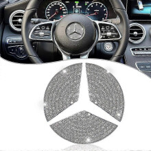 25-26 Crystal Bling Sticker Car Accessory Interior 49mm Sticker Mercedes Benz Logo Emblem Steering Wheel Emblem