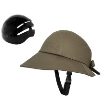 Woman Hat Shaped Bike Helmets Cycling Hat Wide Brim Sun Hat Bicycles Helmets Army Green