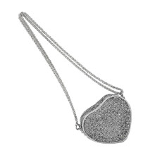 Heart Shaped Glitters Purse Sequins Crossbody Bag Shoulder Bags for Women Silver