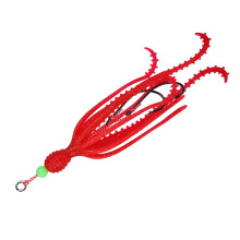 Artificial Baits with Double Barbed Hook Squid Skrit Lure Skirt Lures Red