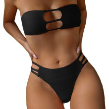 Womens Hollow Out Swimsuits Female Bandeau Swimwear Ladies Backless Bathing Suit Black M
