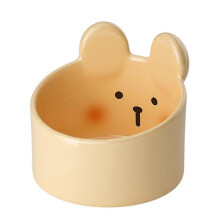 Gamelle pour animaux de compagnie en céramique, grand diamètre, pour lapins, ouverture inclinée, jaune.