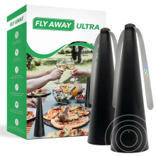 Lot de 2 ventilateurs anti-mouches rechargeables Fly Away Ultra avec ultrasons pour tables, utilisation intérieure/extérieure