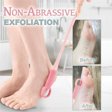 Easy-Reach Deep Cleaning Foot Brush, Soft Silicone Toe Cleaning Brush Long Handle, 15.7" Foot Scrubber with Hooks
