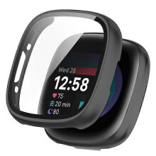 Étui de montre antichoc compatible avec Fitbit Versa 4 / Sense 2, coque rigide en polycarbonate avec protection d'écran en ve