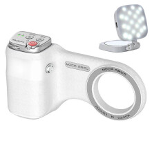 Poignée de téléphone MOCA ARCO avec télécommande, support magnétique et éclairage LED, compatible iPhone Pro Max et iOS.