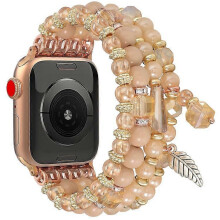 Bracelet de montre de remplacement Ă perles compatible avec Apple Watch Series 10, 9, 8, 7, SE, 6, 5, 4, 3, 2 et 1 (42 mm, 41