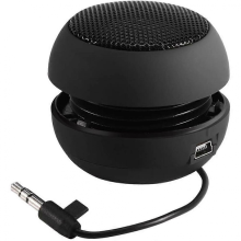 Mini enceinte de voyage portable avec câble audio 3,5 mm et batterie rechargeable intégrée pour un son clair.